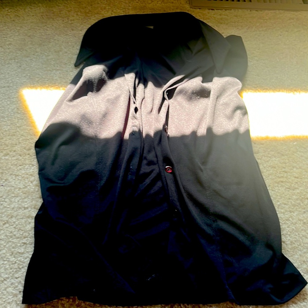 Black button down collared tank with red buttons